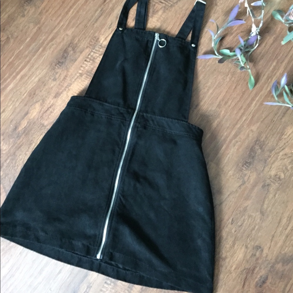 Black suede overalls skirt
